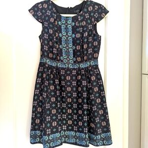 J Crew Silk Cap Sleeve Mirrored Floral Dress